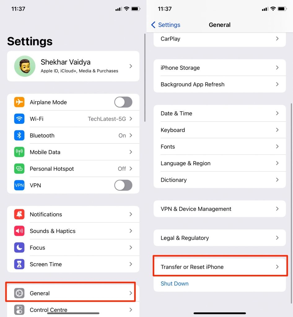 Сброс сетевых настроек в Настройках iPhone