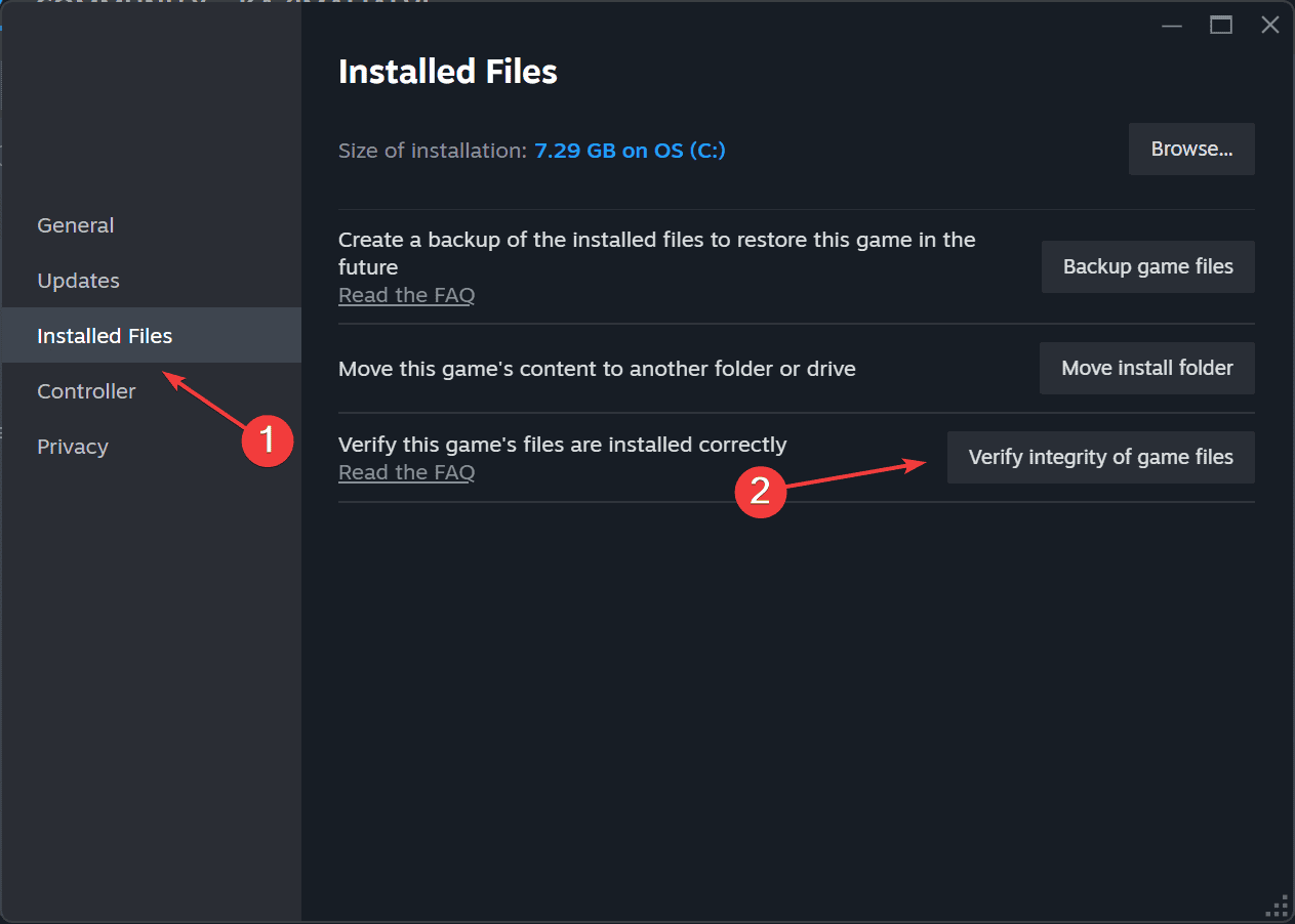 Fenêtre Steam montrant la vérification de l'intégrité des fichiers du jeu