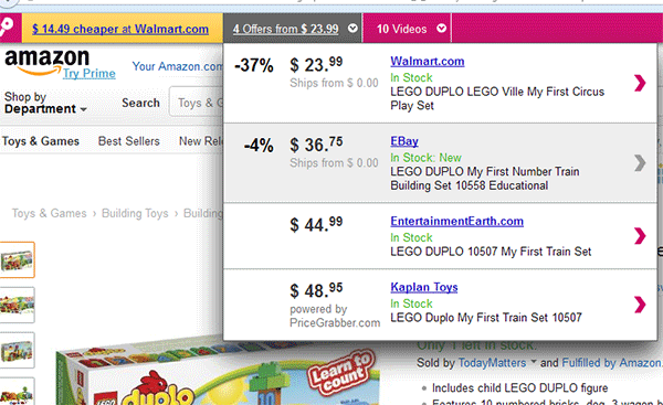 Меню Ciuvo со списком предложений и цен в выпадающем окне