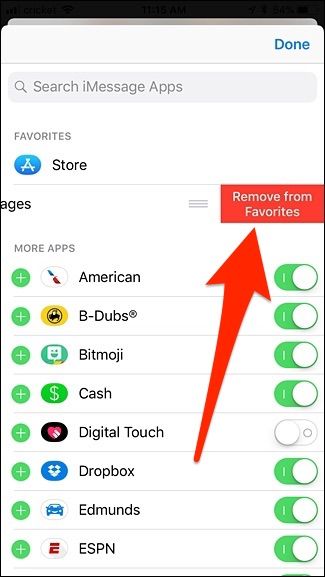 Список iMessage с выключенными переключателями