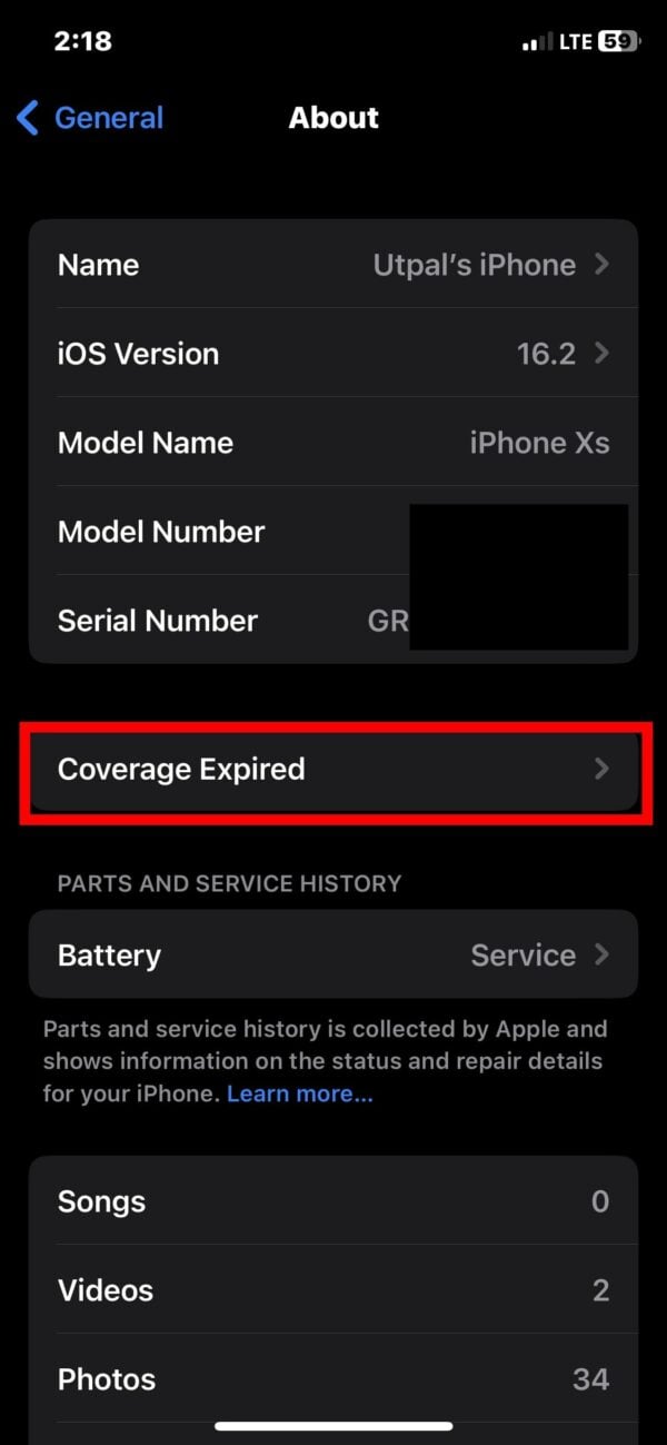 Проверка статуса гарантии в настройках iPhone
