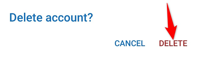 Подтвердите, нажав «Удалить».