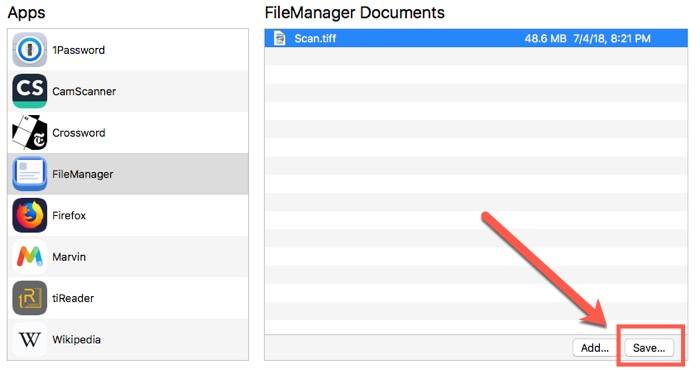 Сохранение файла с iPhone на компьютер через iTunes — диалог сохранения