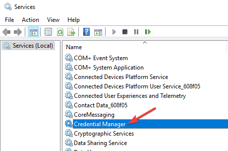 Свойства службы Credential Manager
