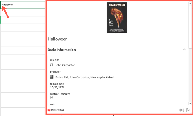 Открытая карточка данных с расширенной информацией и возможностью прокрутки
