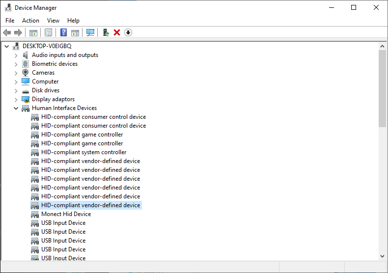 hid compliant input device driver