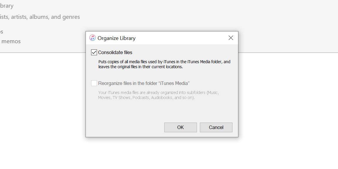consolidate files in itunes