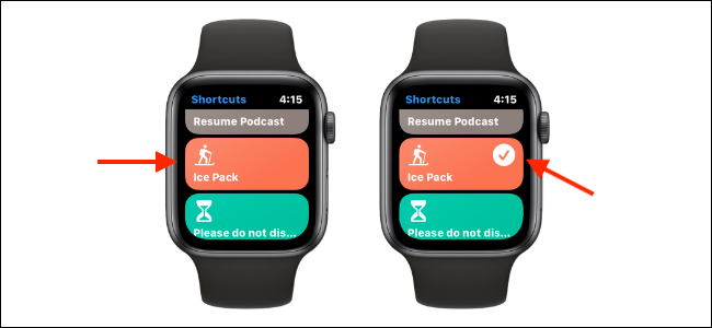 Запуск команды из приложения Команды на Apple Watch