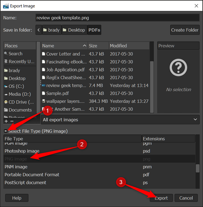 Экспорт изображения из GIMP: выбор формата и параметров