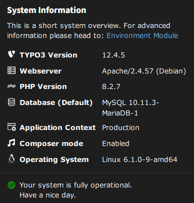 Системная информация TYPO3