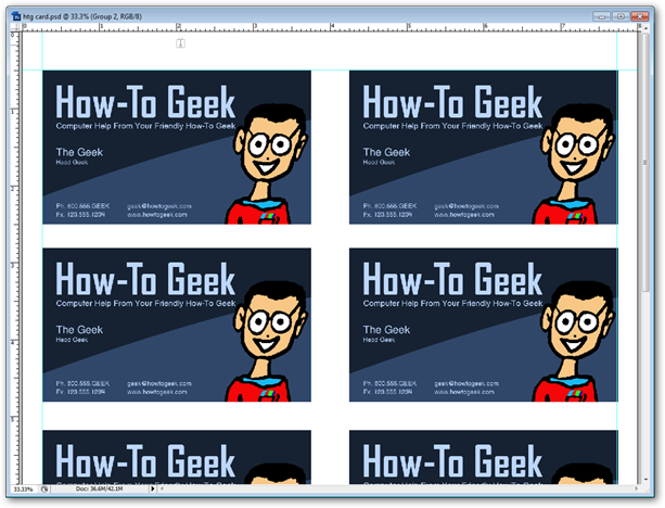 Все копии визитки обновились после сохранения изменений в Smart Object