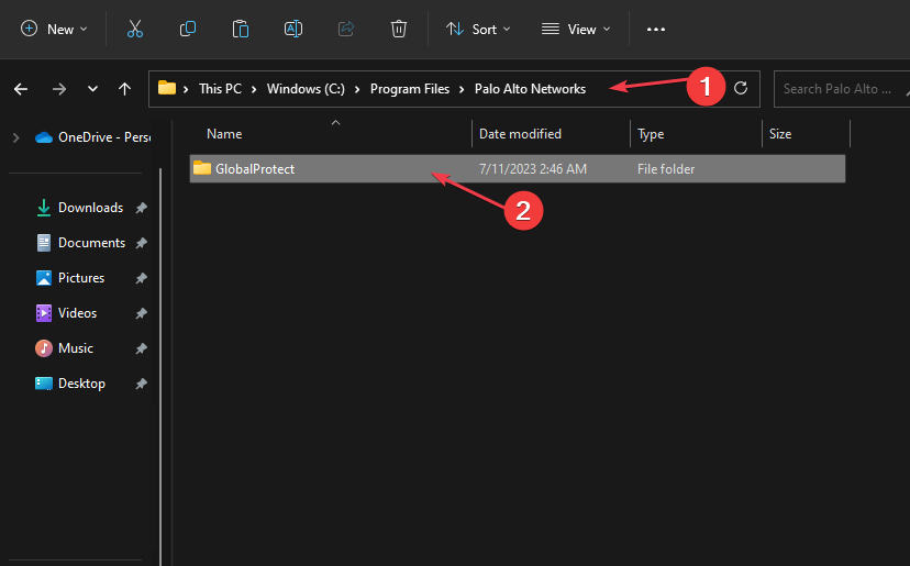 Папка установки GlobalProtect в Проводнике
