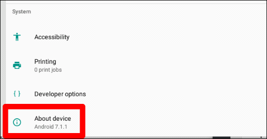 Скриншот раздела О устройстве с элементом Build number