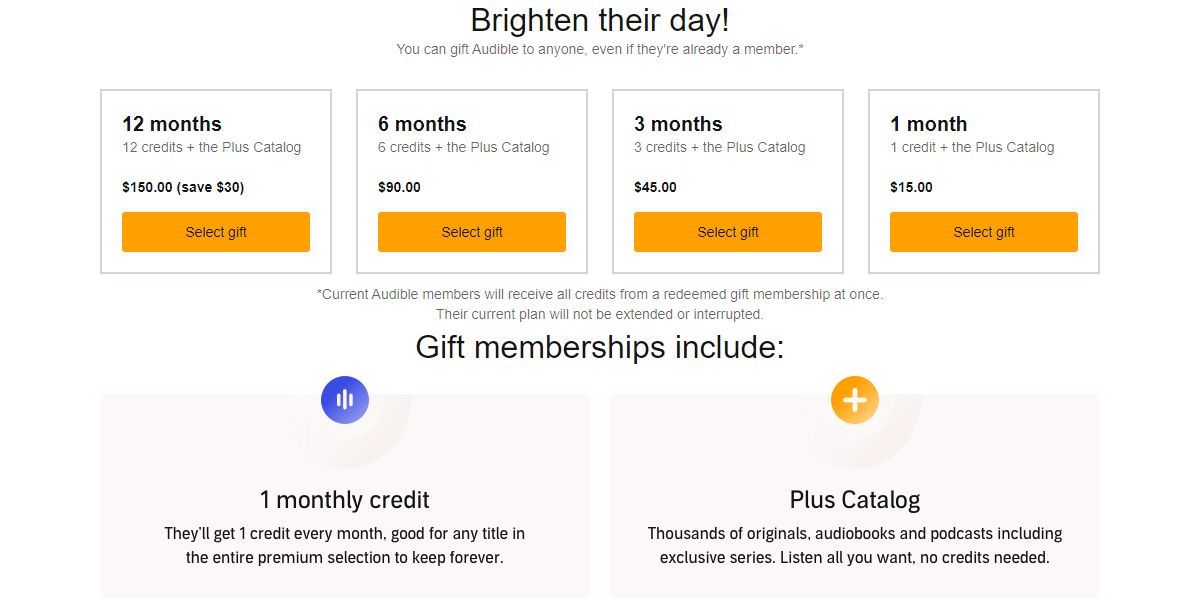 Сервис Audible — подарочная страница