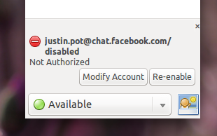Ошибка подключения Facebook в Pidgin