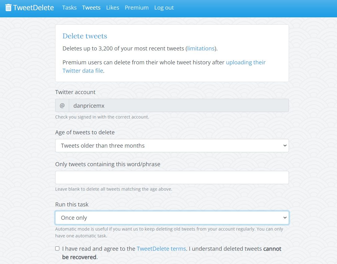 Подтверждение подключения TweetDelete к аккаунту Twitter