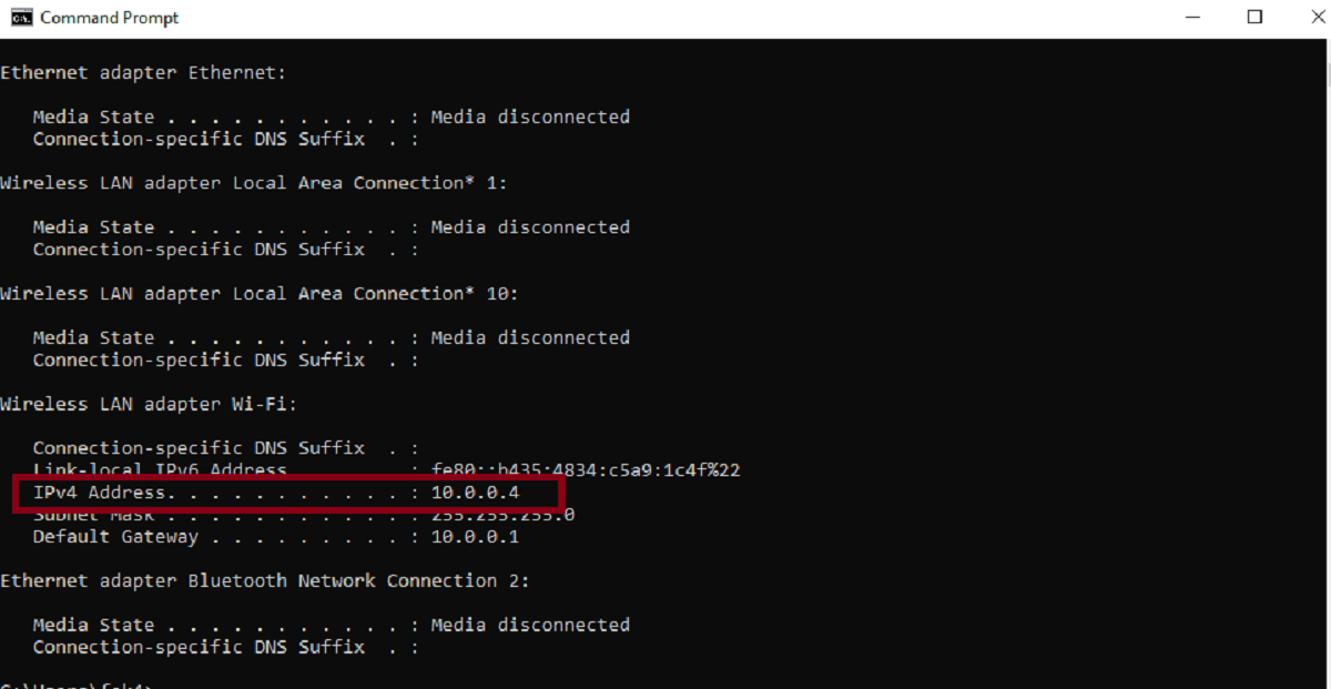 Окно командной строки Windows