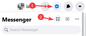 Открытое окно Messenger на Facebook
