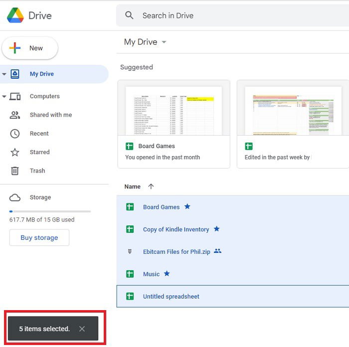 Отображение количества выбранных файлов в левом нижнем углу