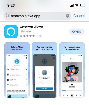 Загрузка приложения Amazon Alexa из App Store на iPhone