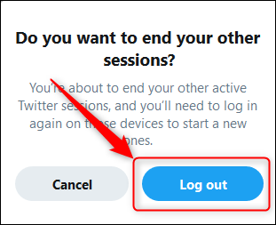 Подтверждение выхода со всеми сессиями с выделенной кнопкой «Log Out»