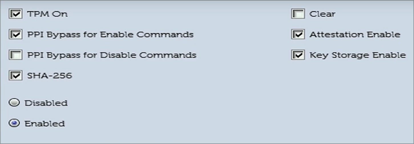 Dell — включение TPM в BIOS
