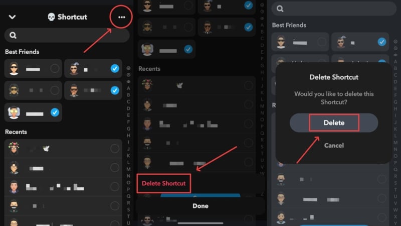Удаление шортката