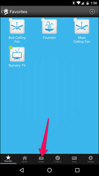 Экран создания новой сцены в приложении Insteon