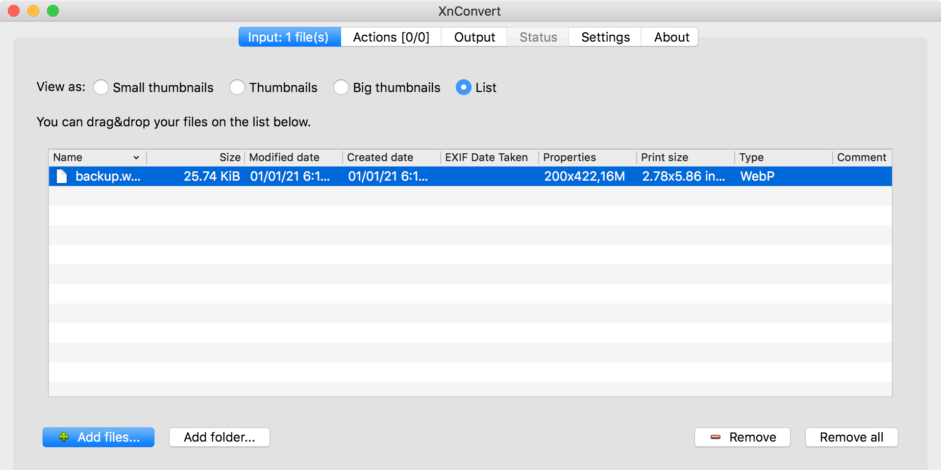 Использование XnConvert на macOS