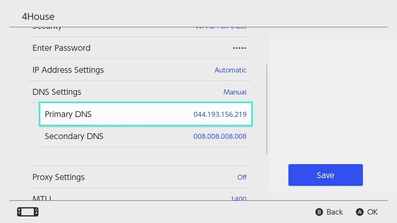 DNS settings after entering your new primary DNS server.