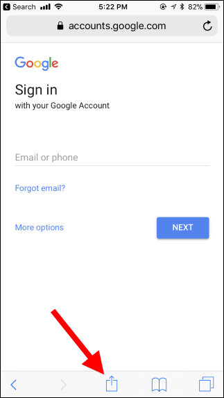 Кнопка Поделиться в Safari
