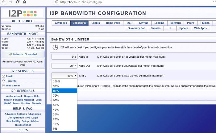Bandwidth Configuration I2p