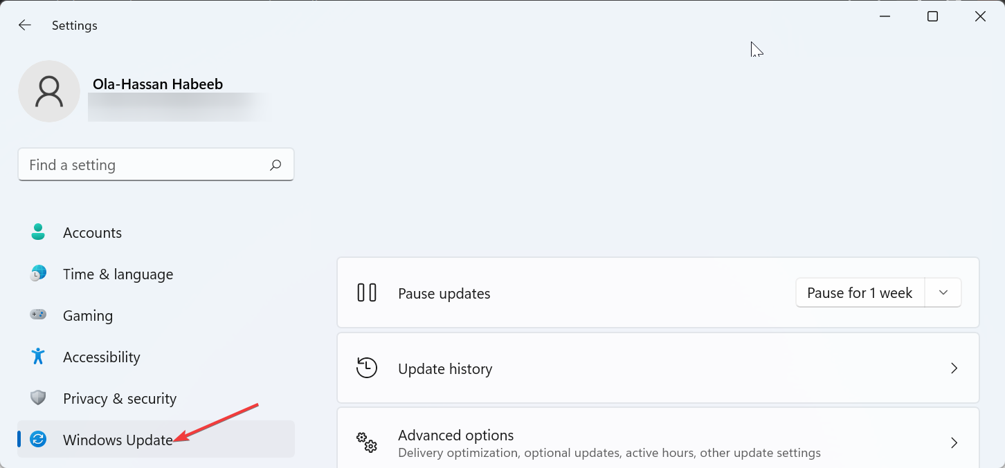 Параметры Windows Update в Windows 11