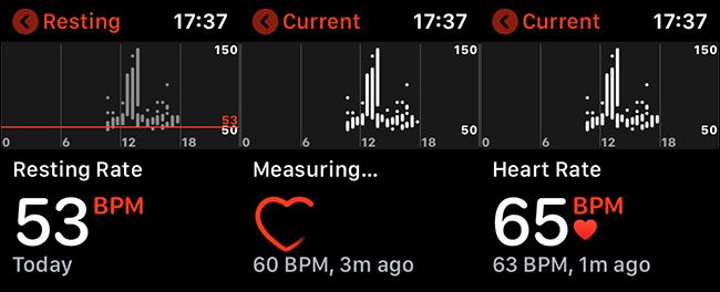 Наблюдение показаний частоты пульса на Apple Watch
