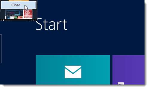 Скриншот: миниатюры запущенных приложений для закрытия свернутых Metro-приложений