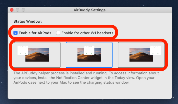 Выберите устройство для подключения в настройках AirBuddy