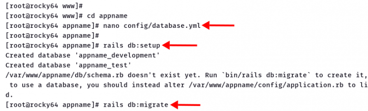 Выполнение миграций Rails