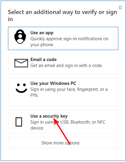 Процесс добавления нового способа входа в Microsoft