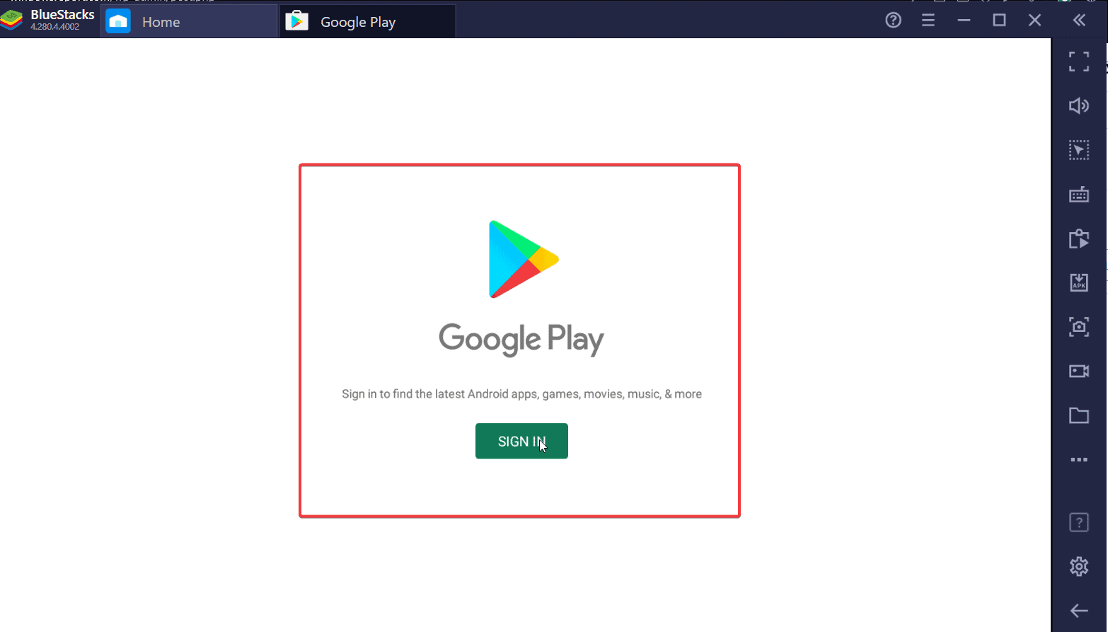 Accedi a Google Play su Bluestacks