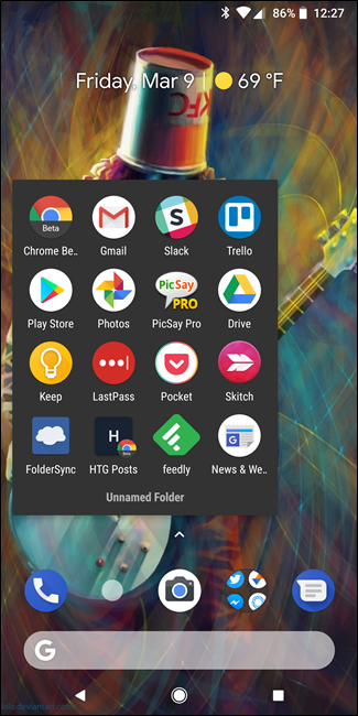 Скриншот рабочего стола с папками и виджетами