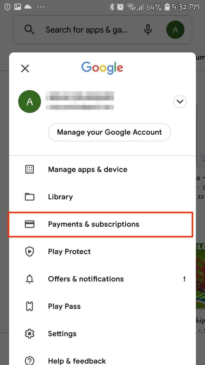 Аккаунт Google Play на Android с настройками платежей
