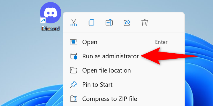 Выберите «Запуск от имени администратора».