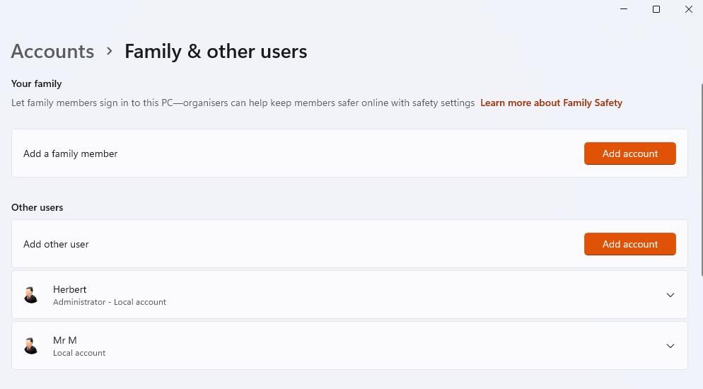 Кнопка добавления учётной записи