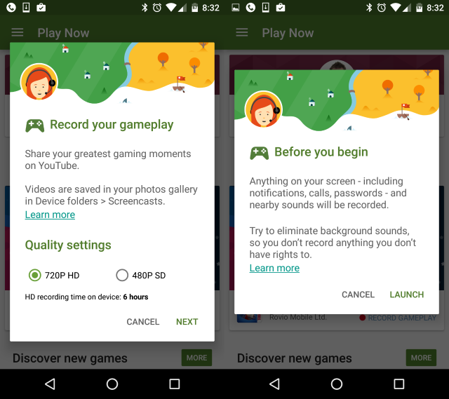 Запись экрана Android: выбор разрешения