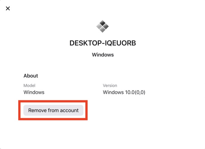 appleid.apple.com上のデバイス管理画面のスクリーンショット