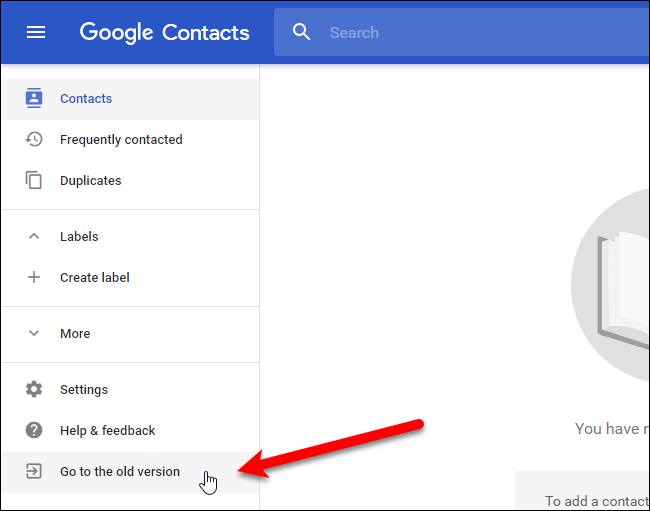 Переход к старой версии Google Контактов перед импортом