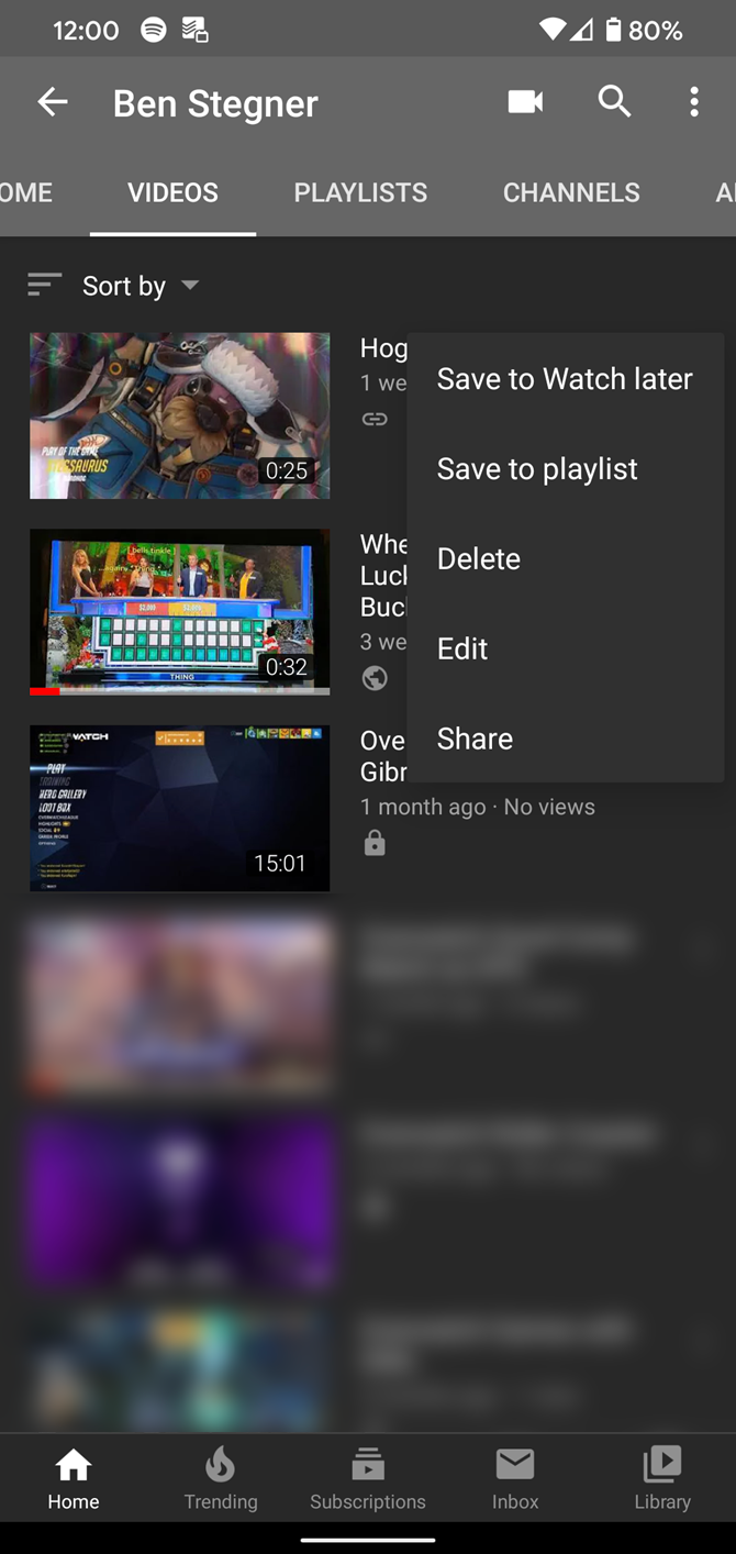 YouTube Delete Video Mobile