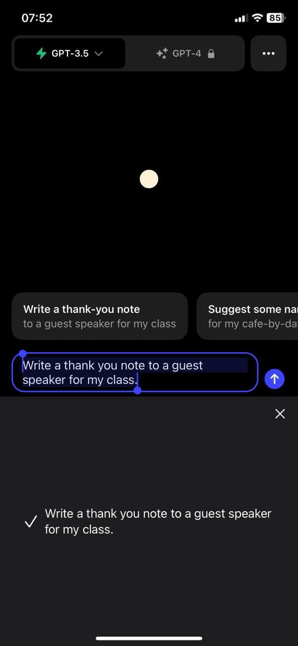 Sound being converted to text in the ChatGPT app