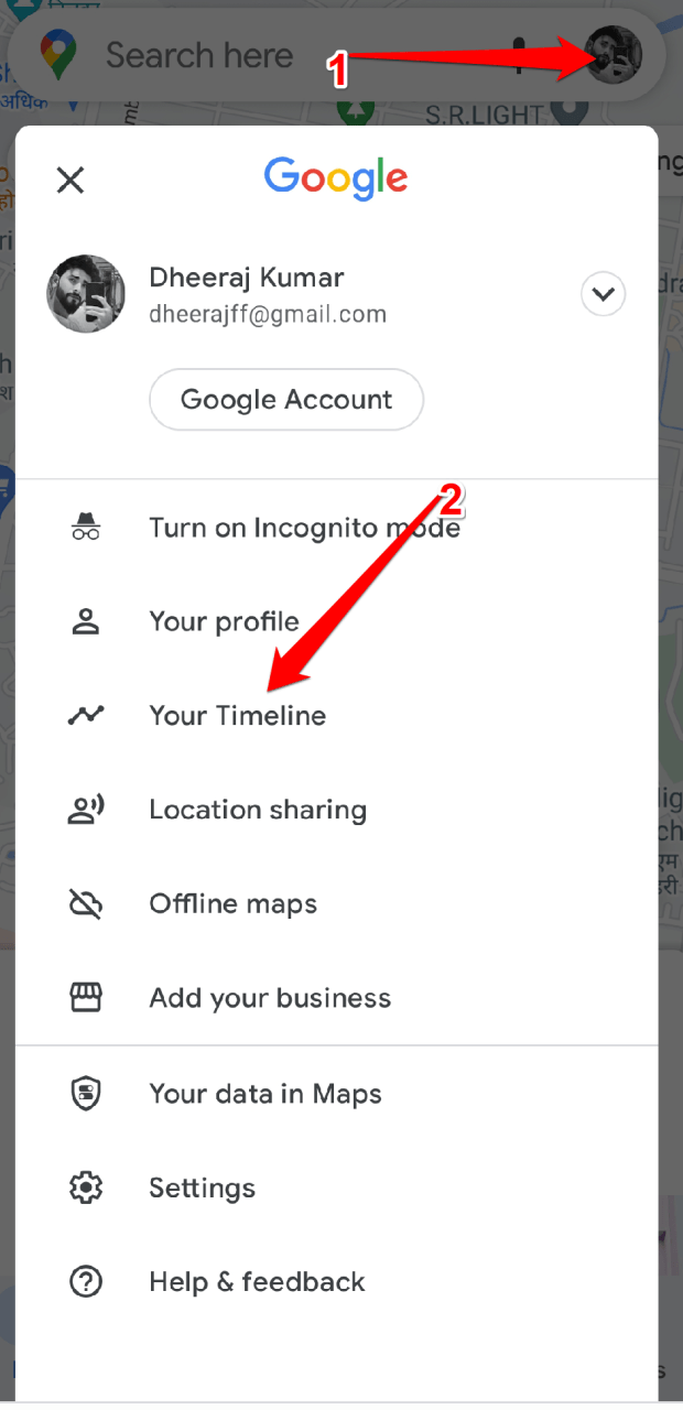 Ваша хронология в Google Maps — скриншот