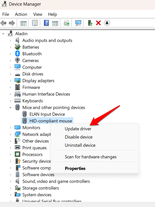 Обновление драйвера мыши